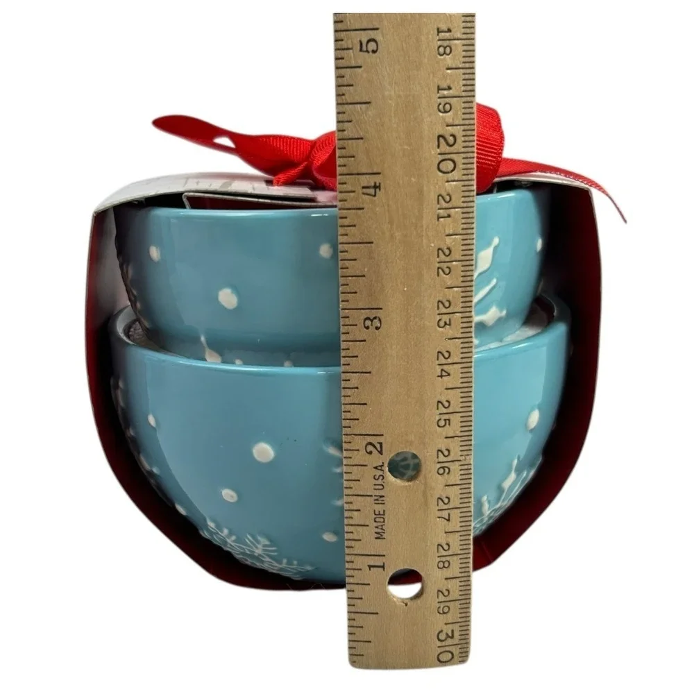 Hallmark Northpole COZY‎ BOWLS Set of 2 Blue Snowflake Christmas Holiday Gift